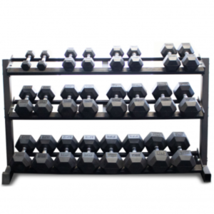 Body Power 62" Dumbbell Rack and Rubber Hex Set - 2.5 to 30kg