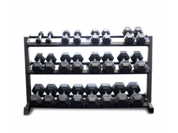 Body Power 62" Dumbbell Rack and Rubber Hex Set - 2.5 to 30kg