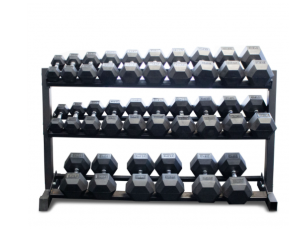 Body Power 62" Dumbbell Rack and Rubber Hex Set - 5 to 35kg